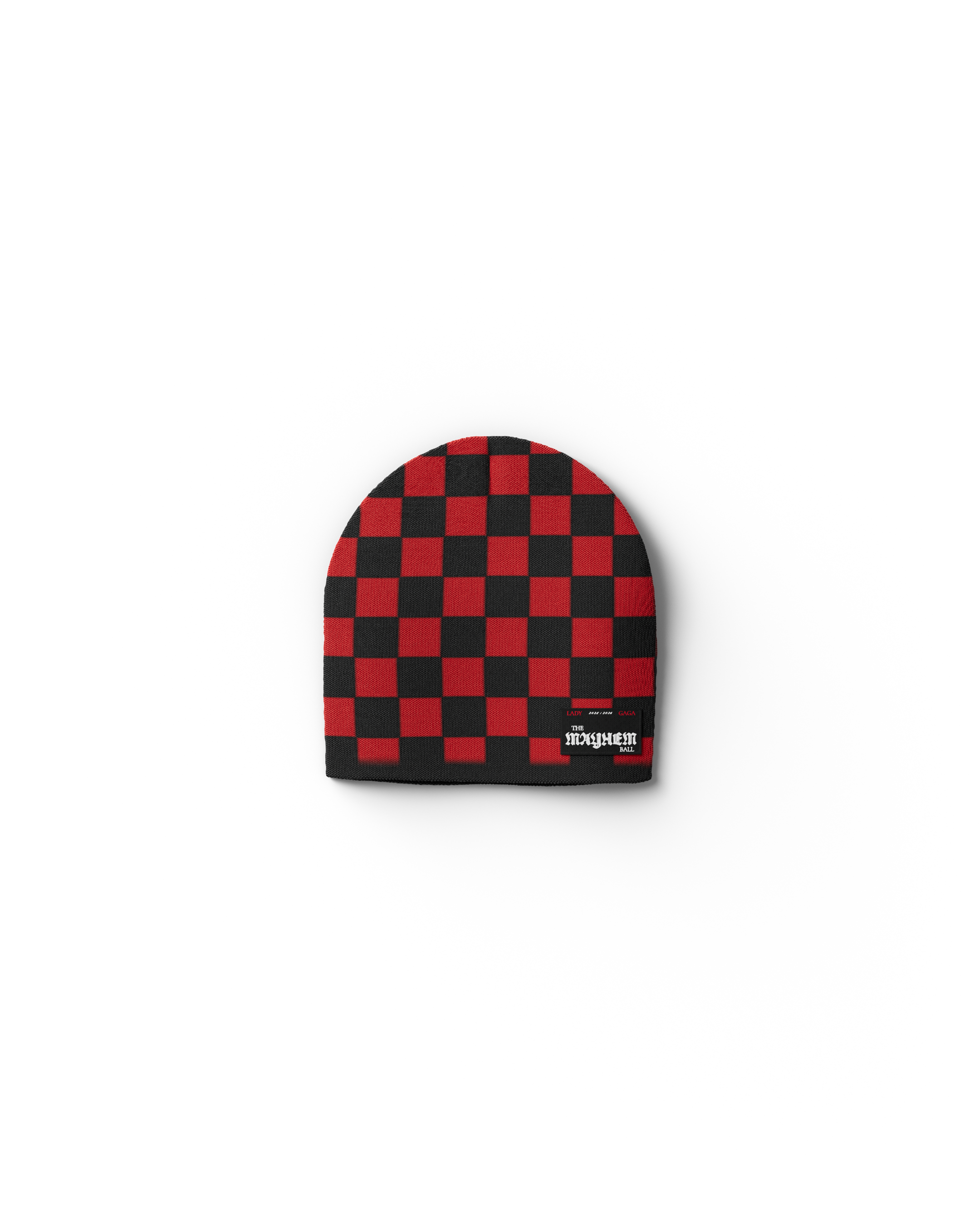 Off With Her Head Red + Black Beanie Front