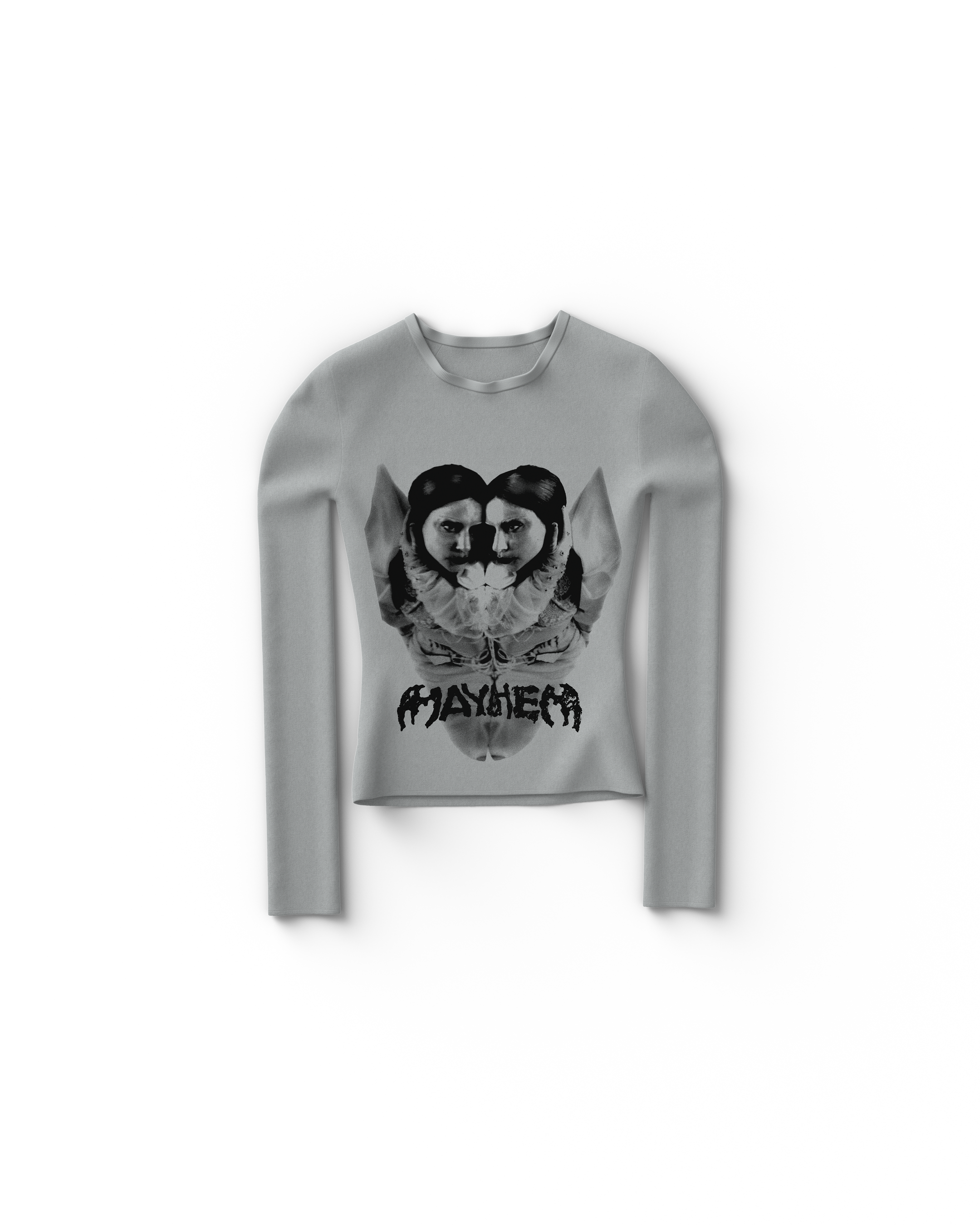Gray Reflection Fitted Longsleeve T-Shirt - Lady Gaga Official Store Gray Reflection Fitted Longsleeve T-Shirt - Lady Gaga Official Store