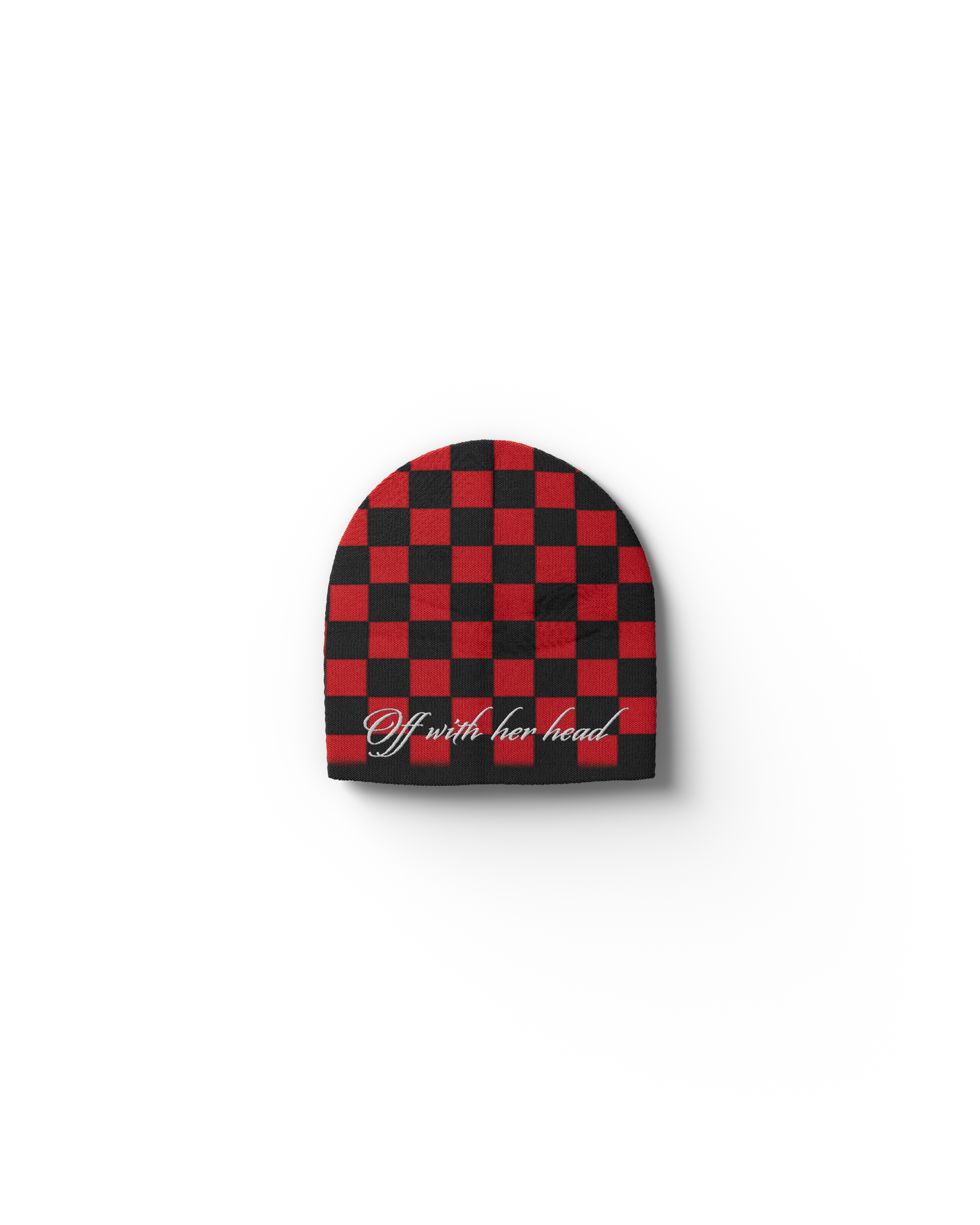 Off With Her Head Red + Black Beanie Back