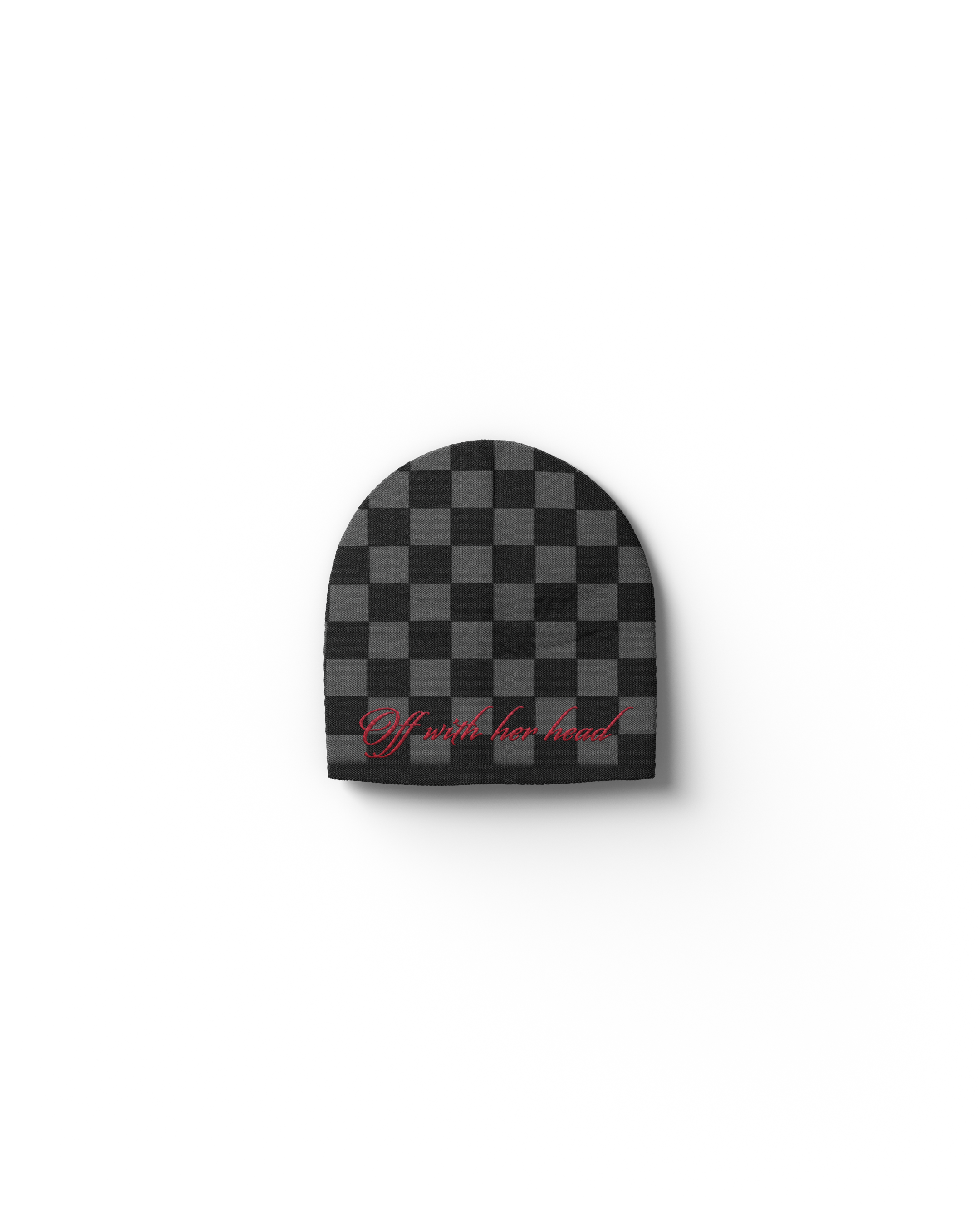 Off With Her Head Gray + Black Beanie Back